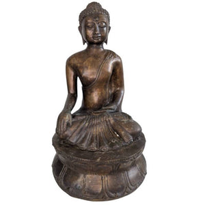 Antique 19th Century Bronze Thai Shan Buddha – 35cm – 3kg – Ritual Sealed