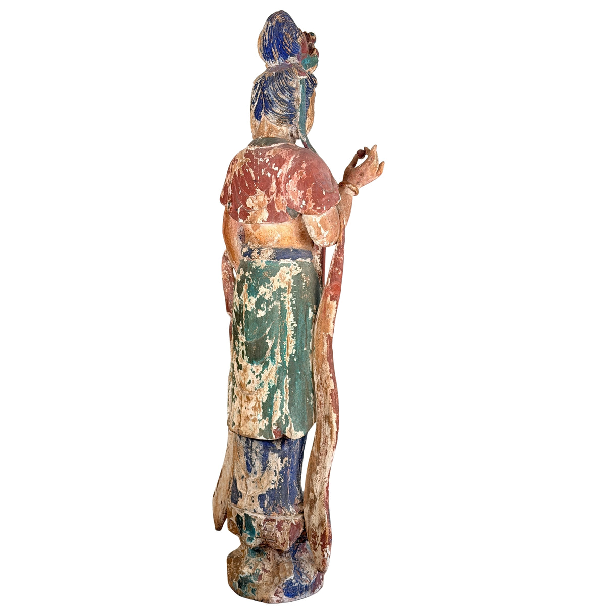 Volledig achteraanzicht van monumentale antieke Chinese Guanyin