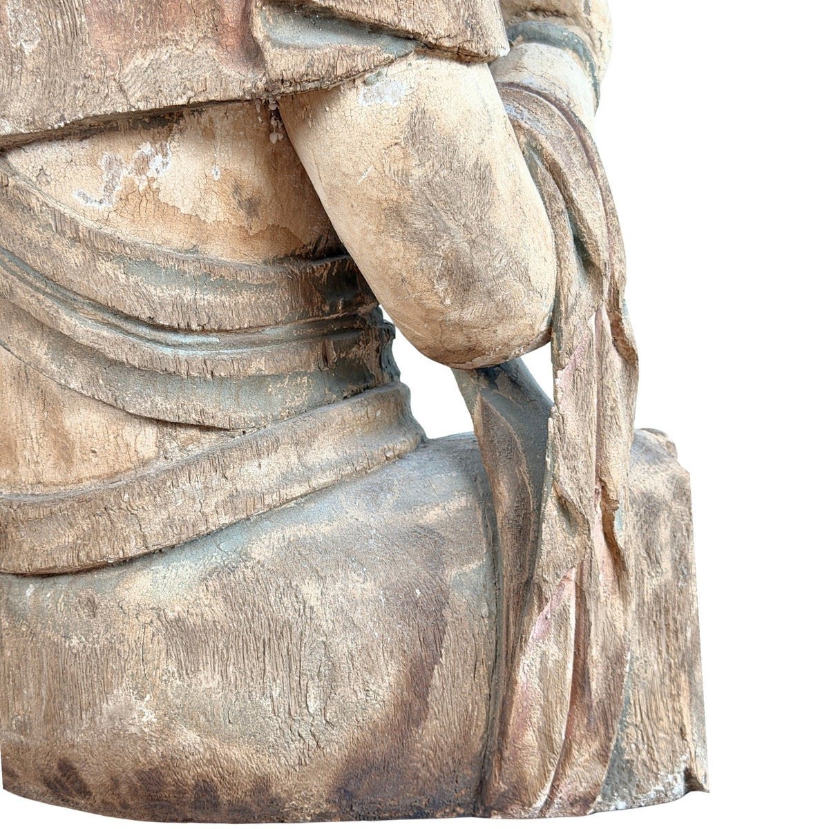 Detail van rechterarm en penverbinding van de hand