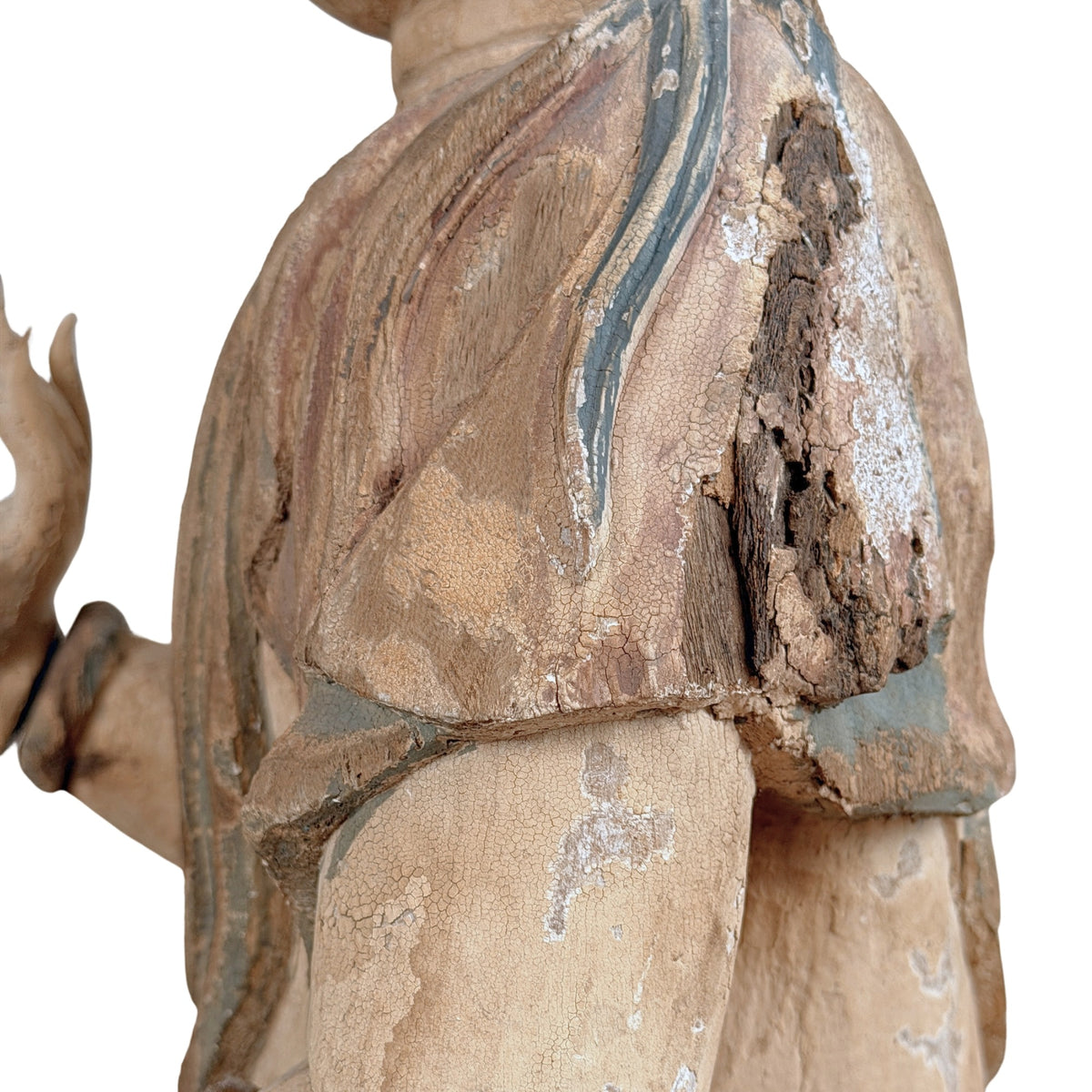 Antieke Chinese Guanyin, linker zijaanzicht