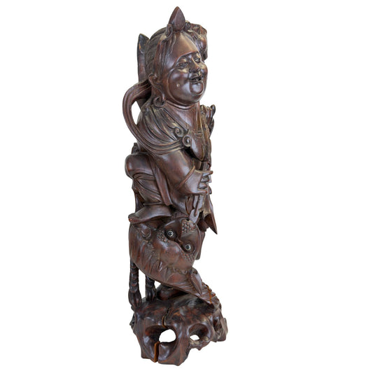 Authentieke Ebisu sculptuur uit Japanse traditie van massief hout