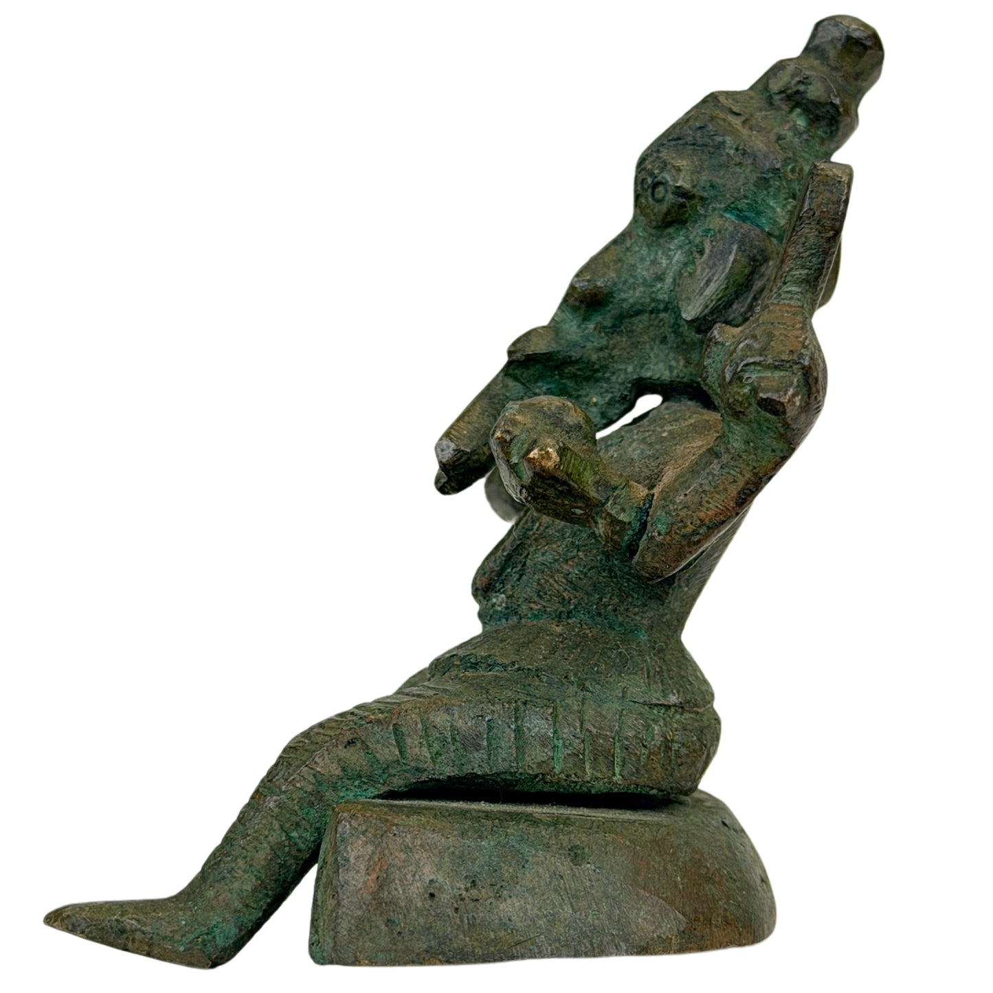 Bronzen Ganesha uit India in lalitasana met slurf en vier armen