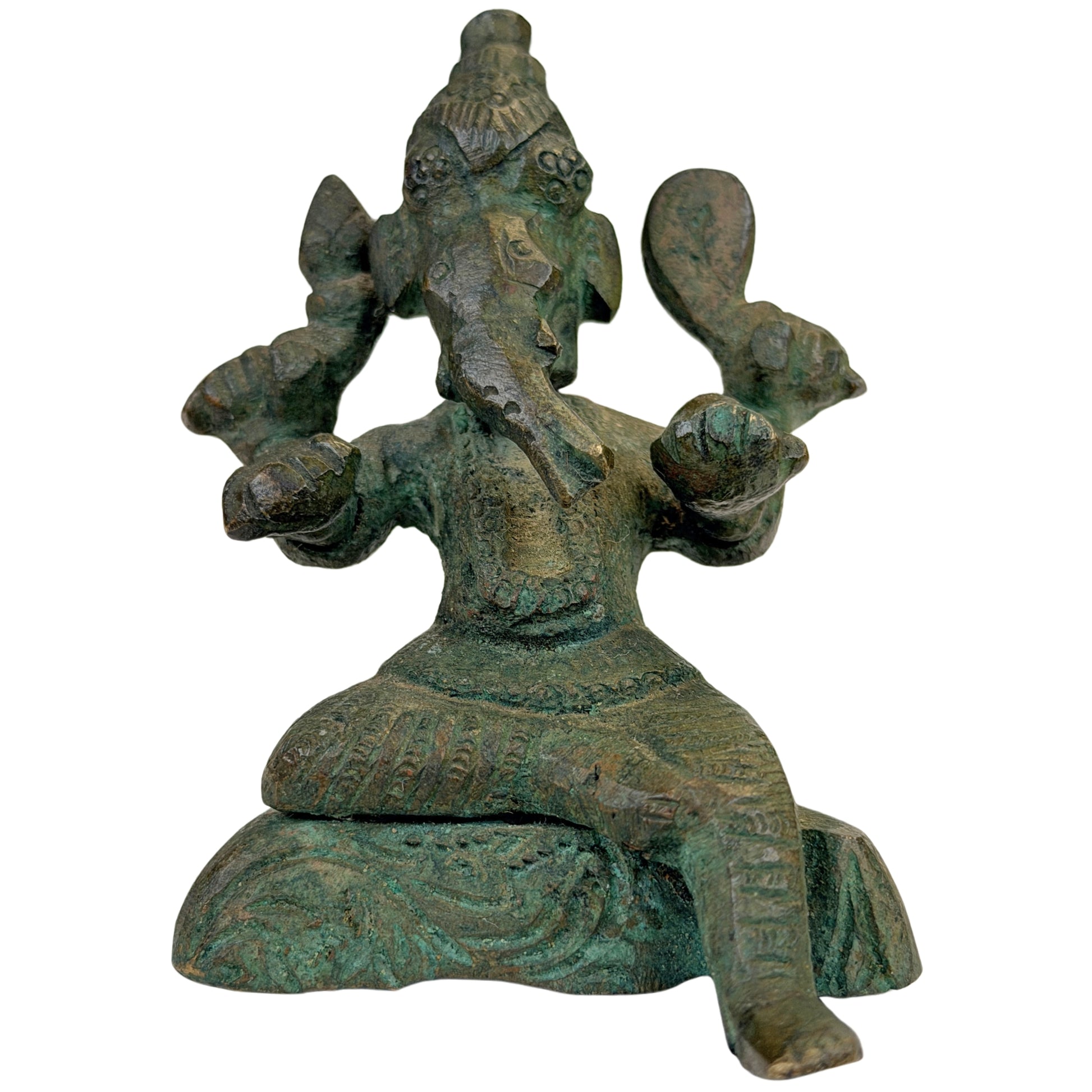 Antieke Indiase bronzen Ganesha in lalitasana, 18e–19e eeuw
