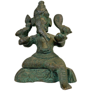 Antiek Indiaas Ganesha Reisbeeld in Brons – 18e–19e Eeuw