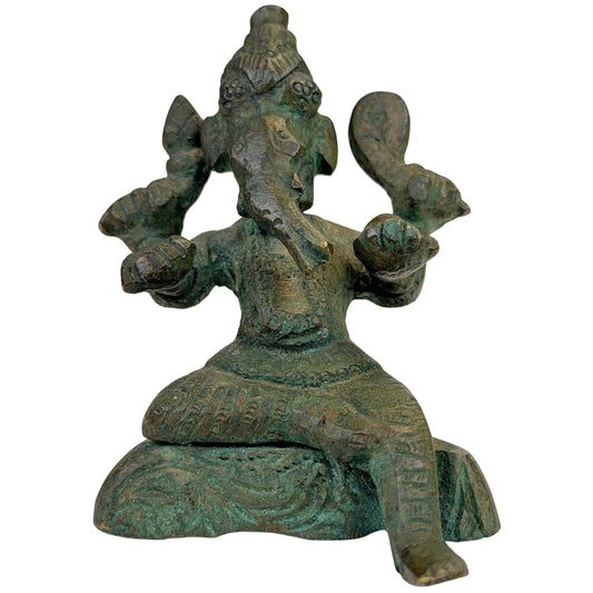Antieke Indiase bronzen Ganesha in lalitasana, 18e–19e eeuw