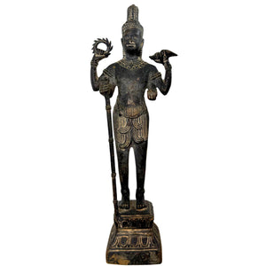 Zeldzame Khmer Vishnu | 13e-14e Eeuw | Met Ritueel Goud-Deposito | Museale Kwaliteit
