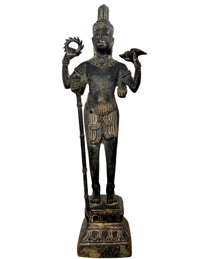 Zeldzame Khmer Vishnu | 13e-14e Eeuw | Met Ritueel Goud-Deposito | Museale Kwaliteit
