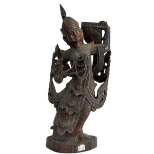 Antieke Kinnari, Birma (Myanmar), Mandalay-stijl, ca. 1880–1920 Massief handgesneden teak Pre-1926 antiek