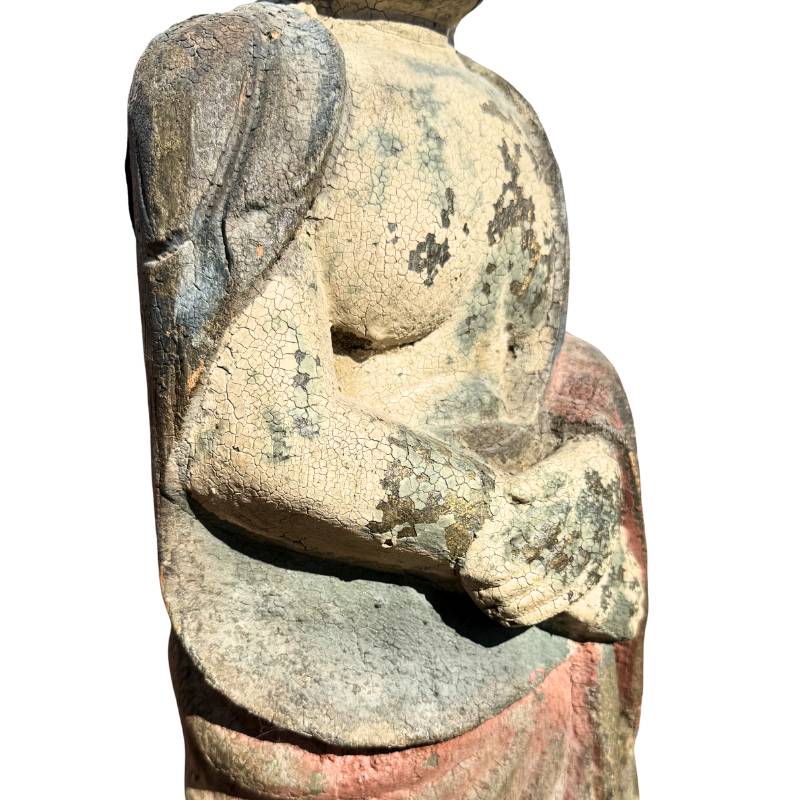 Antieke Kwan Yin tempelsculptuur uit hout
