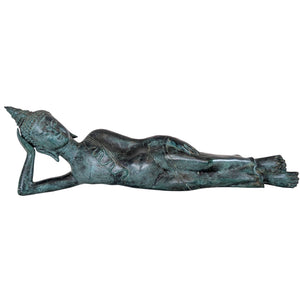 Antieke Liggende Bronze Boeddha – 55cm