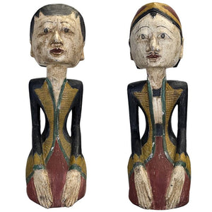 Antieke Javaanse Loro Blonyo Beelden – Massief Teakhout – 51 cm – 8,4 kg