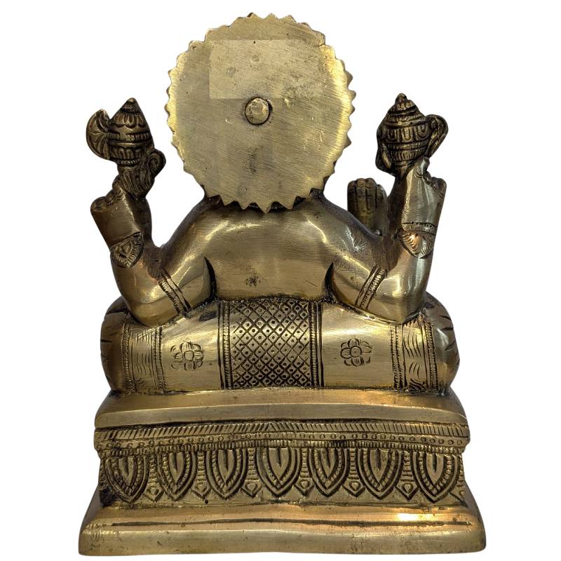 Zwaar Nepalees Ganesha beeld met natuurlijke koperoxidatie in beschermde holtes