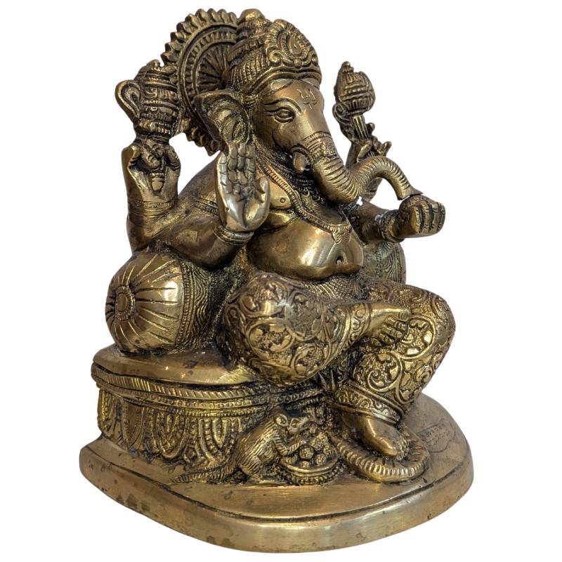 Vierarmige Ganesha uit Nepal, zwaar gegoten koperlegering