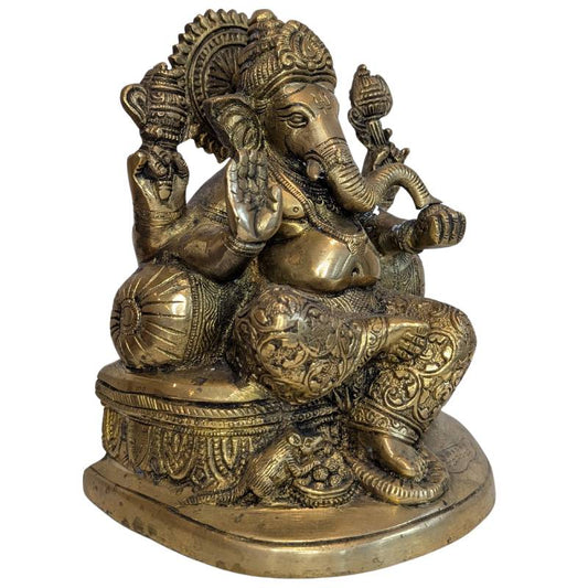Vierarmige Ganesha uit Nepal, zwaar gegoten koperlegering