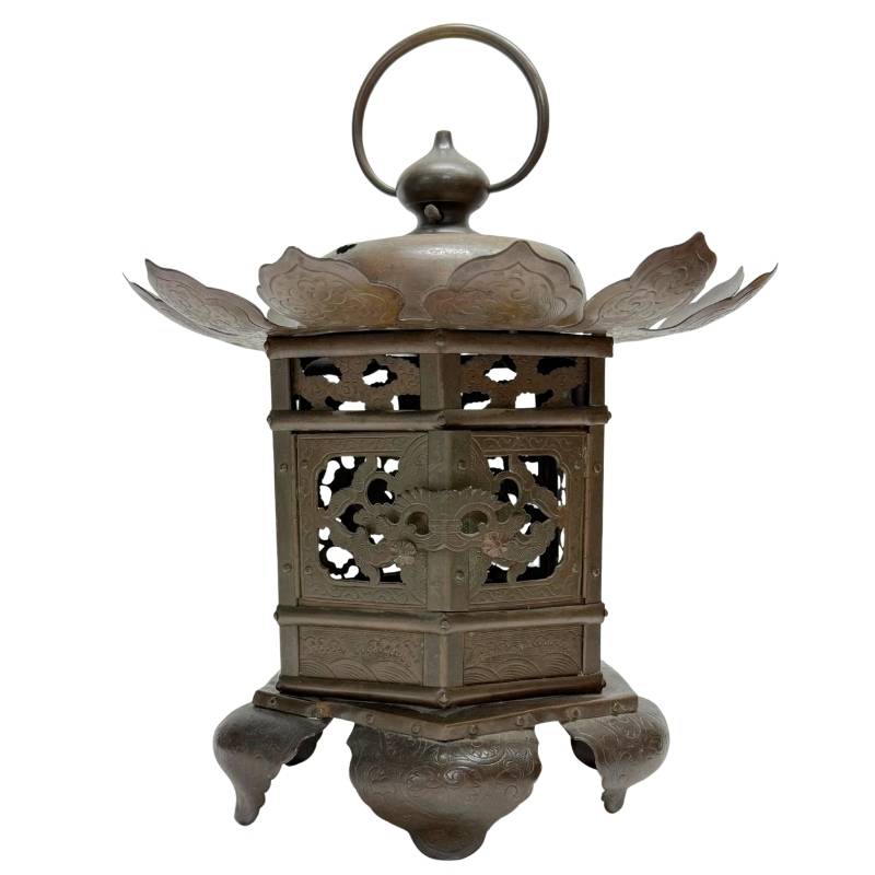 Monumentale Antieke Japanse Bronzen Tempellantaarn (Tsuri-Tōrō) – Meiji Periode – ca. 1900