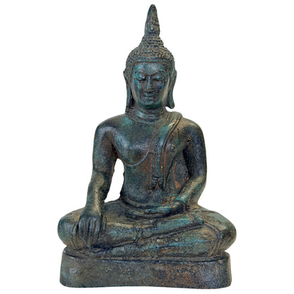 Antieke Thaise bronzen Boeddha in Sukhothai-stijl, Ayutthaya 17e–18e eeuw – vooraanzicht