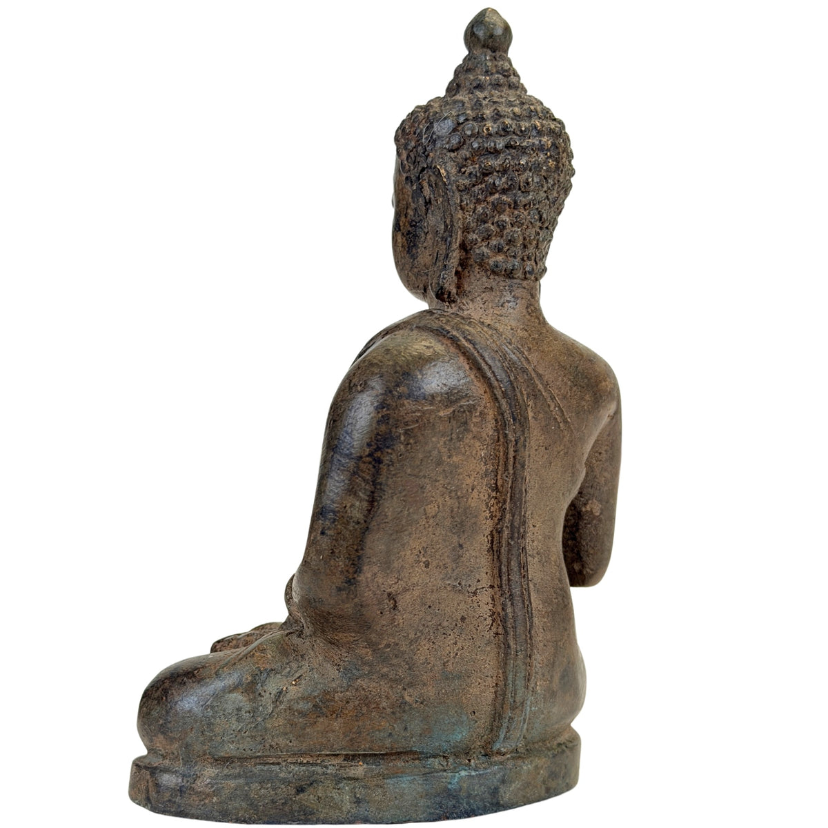 Linker profiel van Thaise bronzen Boeddha B met lang oor en zittend silhouet