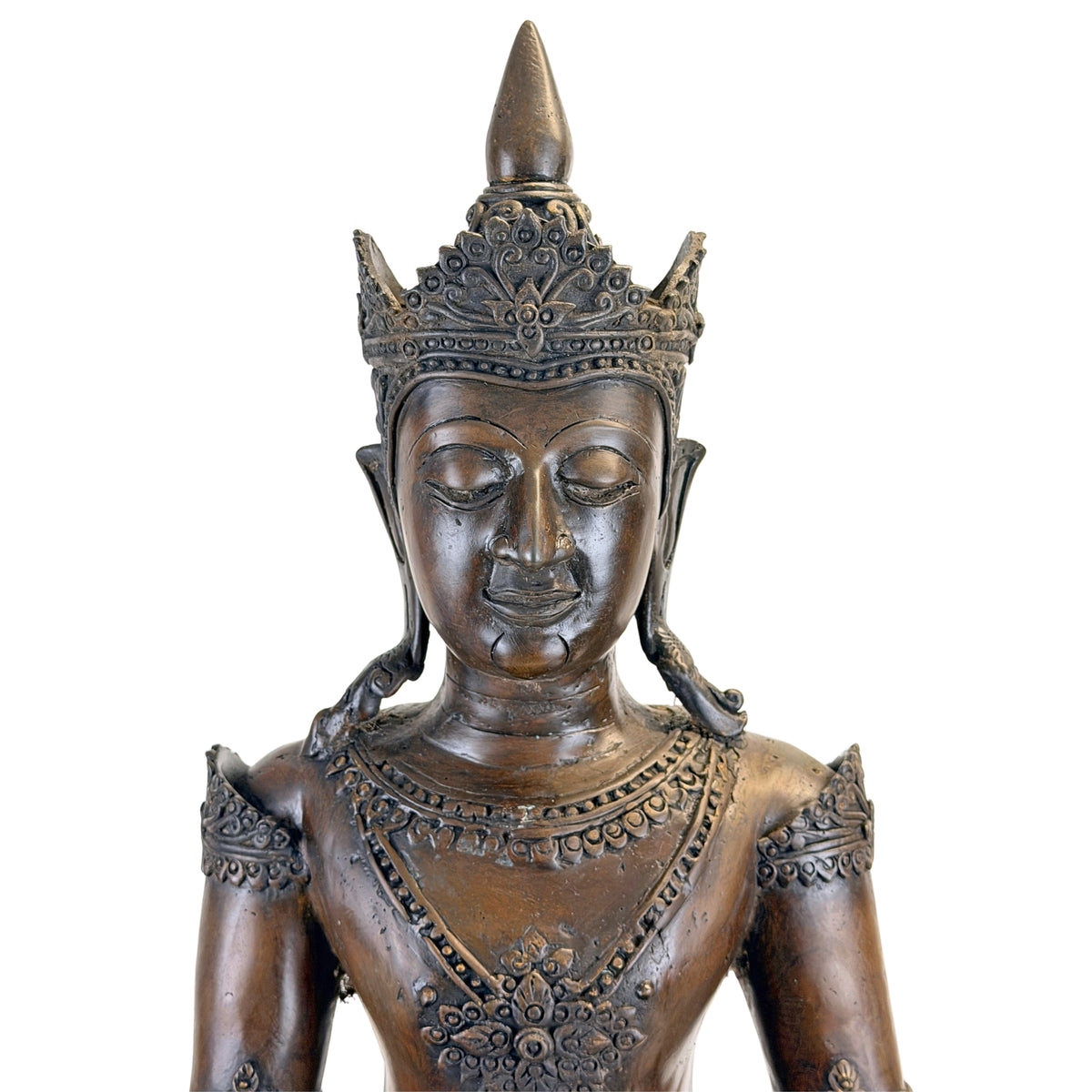 Portret van antieke Thaise gekroonde Boeddha met rijk versierde kroon, Rattanakosin