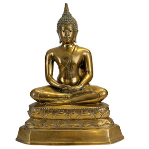 Antieke Thaise Shakyamuni Boeddha met Ingelegde Ogen – 19e Eeuw – 40,5 cm