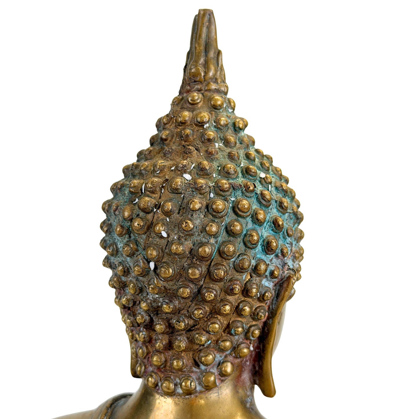 Achterzijde van het hoofd met turquoise patina