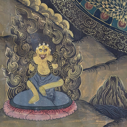 Antieke Tibetaanse Thangka mandala met officieel Jianding inspectiezegel