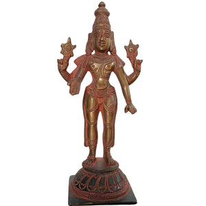 19e Eeuws Verguld Bronzen Vishnu Beeld – Nepal Himalaya Kunst