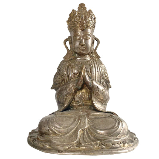 Antieke vuurvergulde Bodhisattva uit Ladakh, 18e eeuw (ca. 1750-1770).