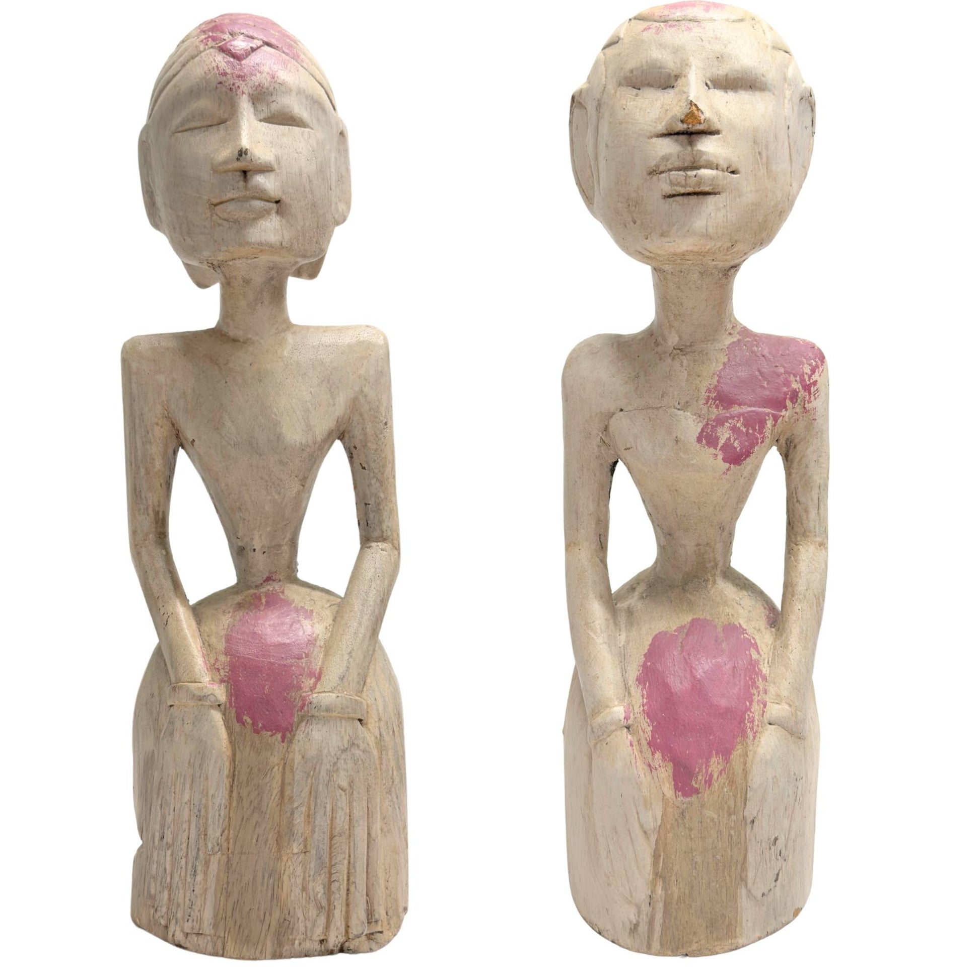 Paar archaïsche voorouderfiguren uit Oost-Indonesië, tribale animistische beelden