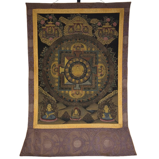 Authentiek lakzegel als certificaat van herkomst op antieke Thangka
