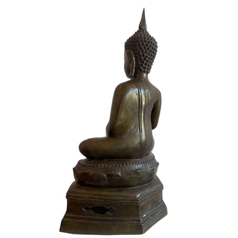 Authentiek Thaise bronzen Boeddhabeeld in bhumisparsha mudra
