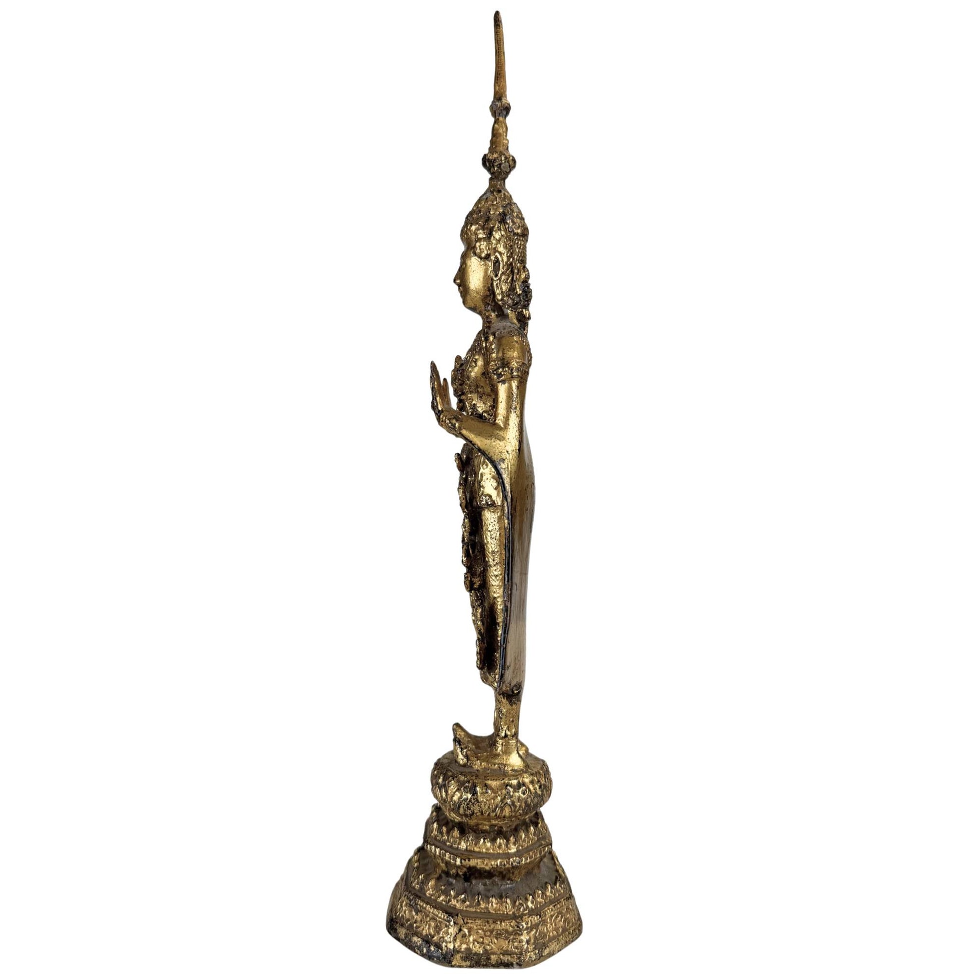 Authentiek Thais tempelbeeld in brons met traditionele verloren-was constructie