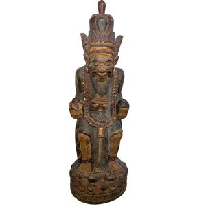 Groot Polychroom Balinees Houtsnijwerk – Mythologische Rishi (Wijze) – ca. 1950