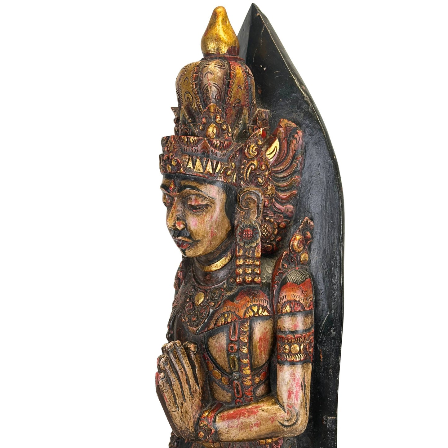 Antieke Balinese koninklijke figuur handgesneden uit hout