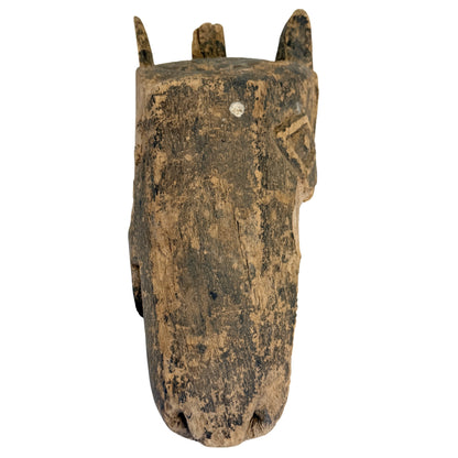 Bamana houten masker uit Mali met lange paardachtige snuit en hoge oren