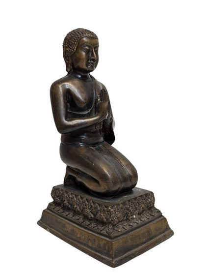 Bronzen Boeddha tempelbeeld uit Birma in Anjali mudra