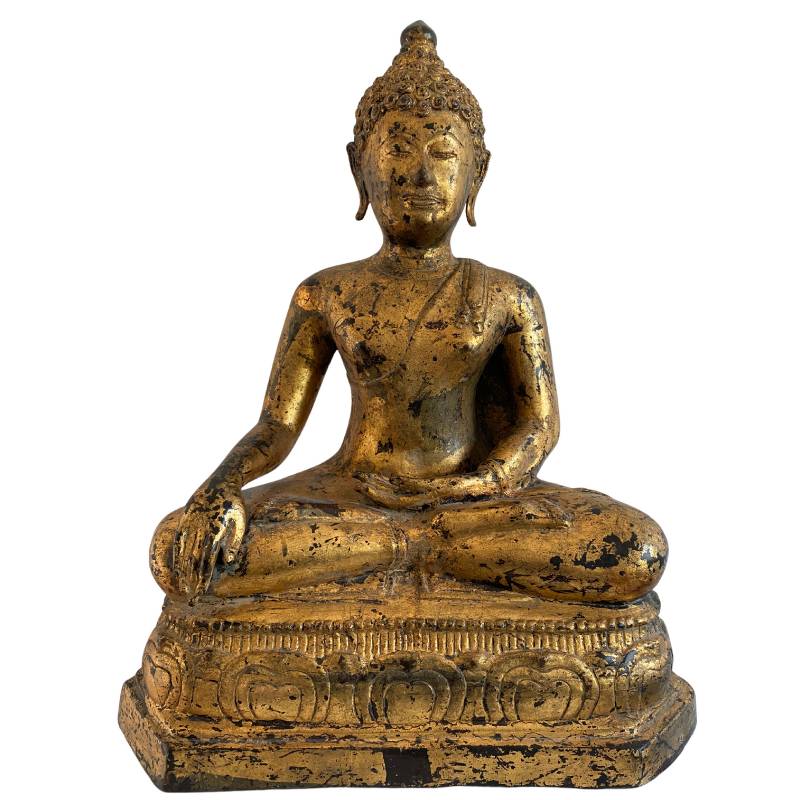 Birmaans Mandalay boeddhabeeld in brons met originele vergulding, 19e eeuw, Lot 159