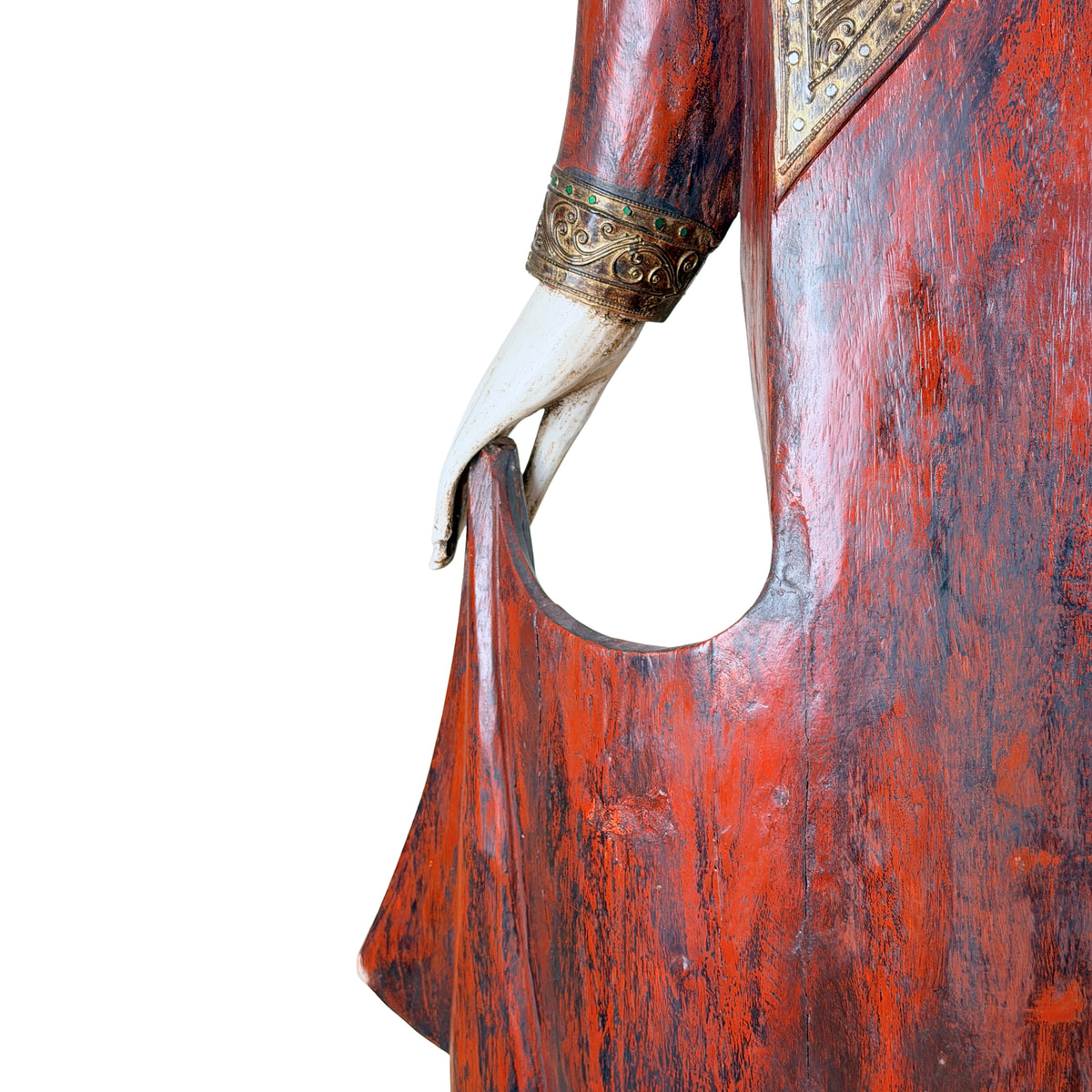Detail van voeten en oorspronkelijke voet van Birmaanse Mandalay Boeddha