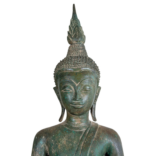 19e-eeuwse Birmese bronzen Shakyamuni Boeddha op olifantentroon – Lot 755 – opname 02