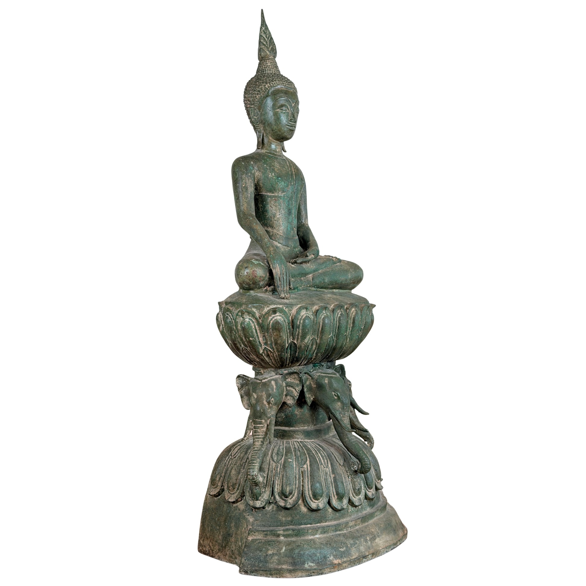 19e-eeuwse Birmese bronzen Shakyamuni Boeddha op olifantentroon – Lot 755 – opname 05