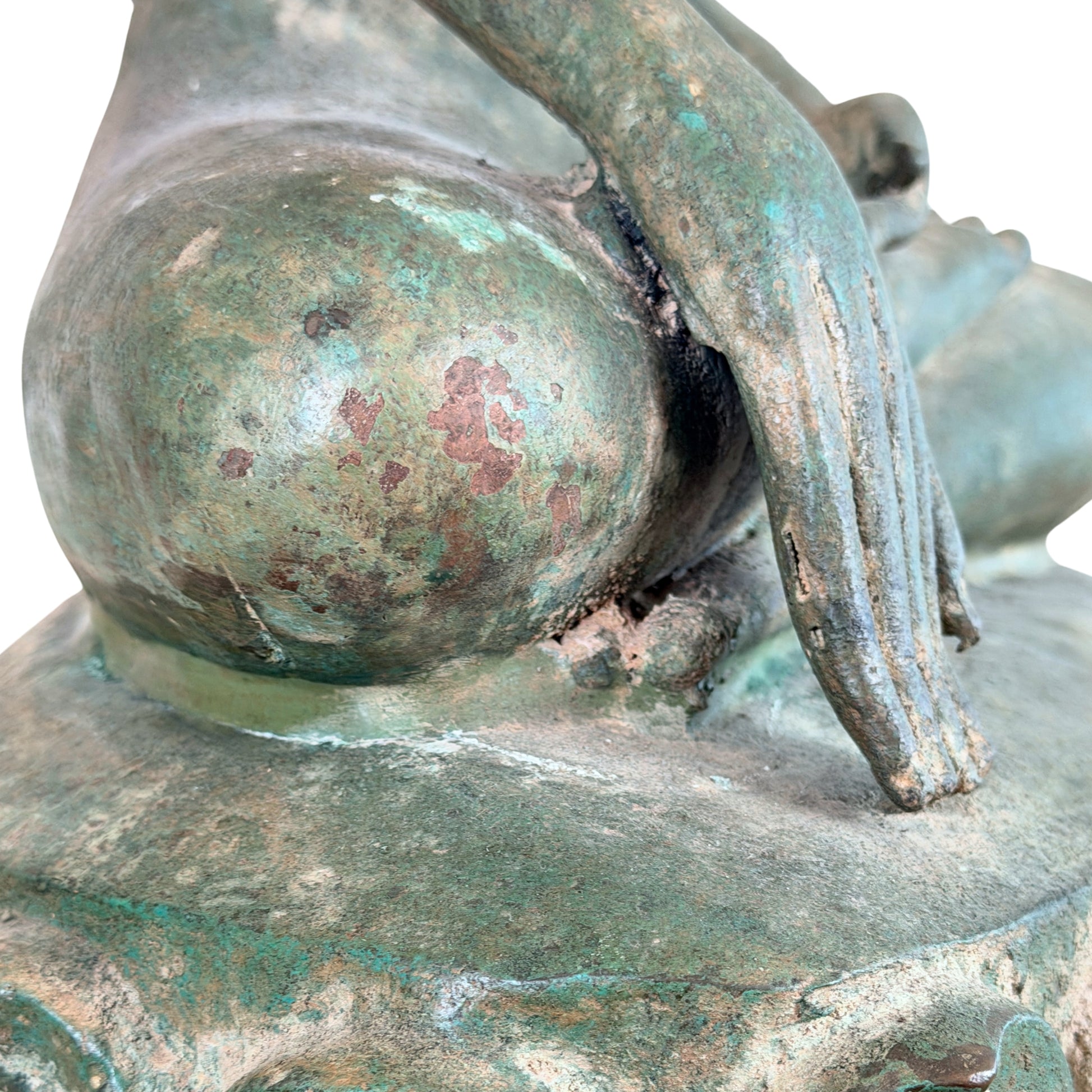 19e-eeuwse Birmese bronzen Shakyamuni Boeddha op olifantentroon – Lot 755 – opname 08