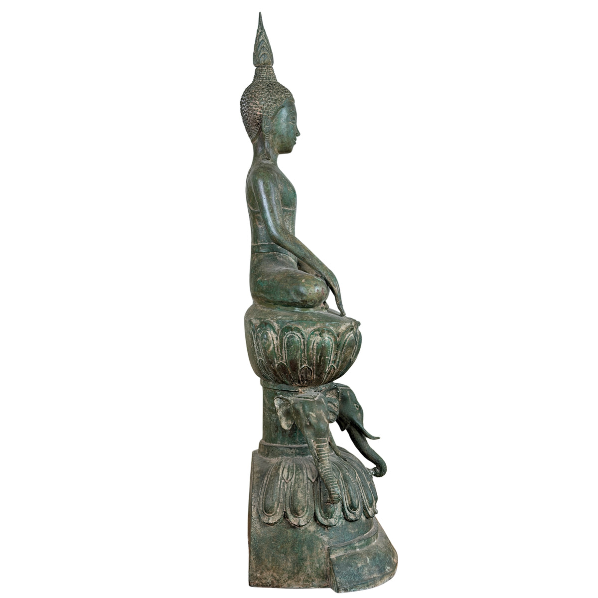 19e-eeuwse Birmese bronzen Shakyamuni Boeddha op olifantentroon – Lot 755 – opname 10