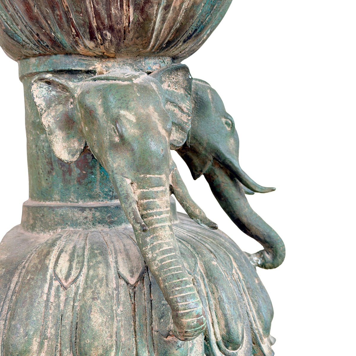 19e-eeuwse Birmese bronzen Shakyamuni Boeddha op olifantentroon – Lot 755 – opname 13