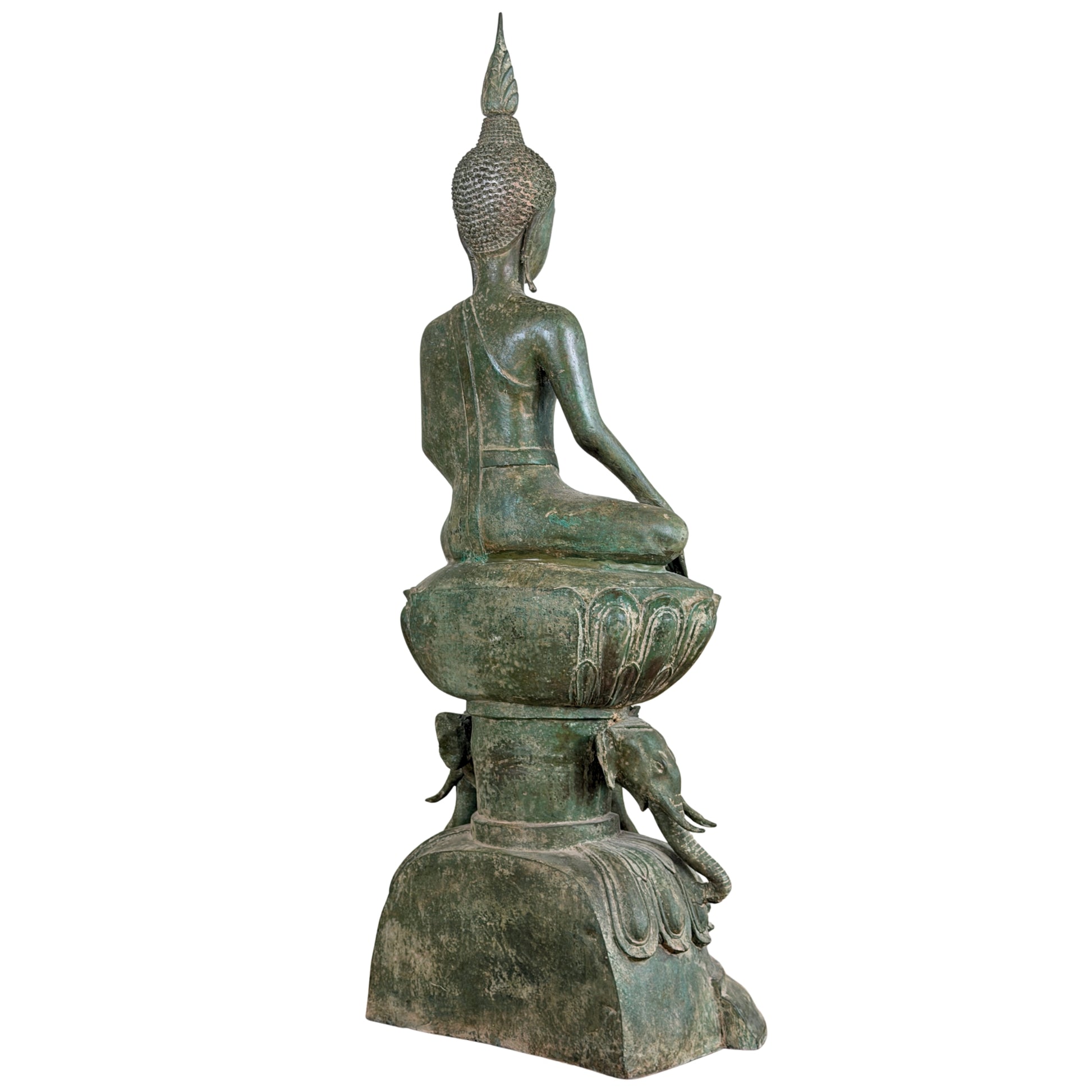19e-eeuwse Birmese bronzen Shakyamuni Boeddha op olifantentroon – Lot 755 – opname 14