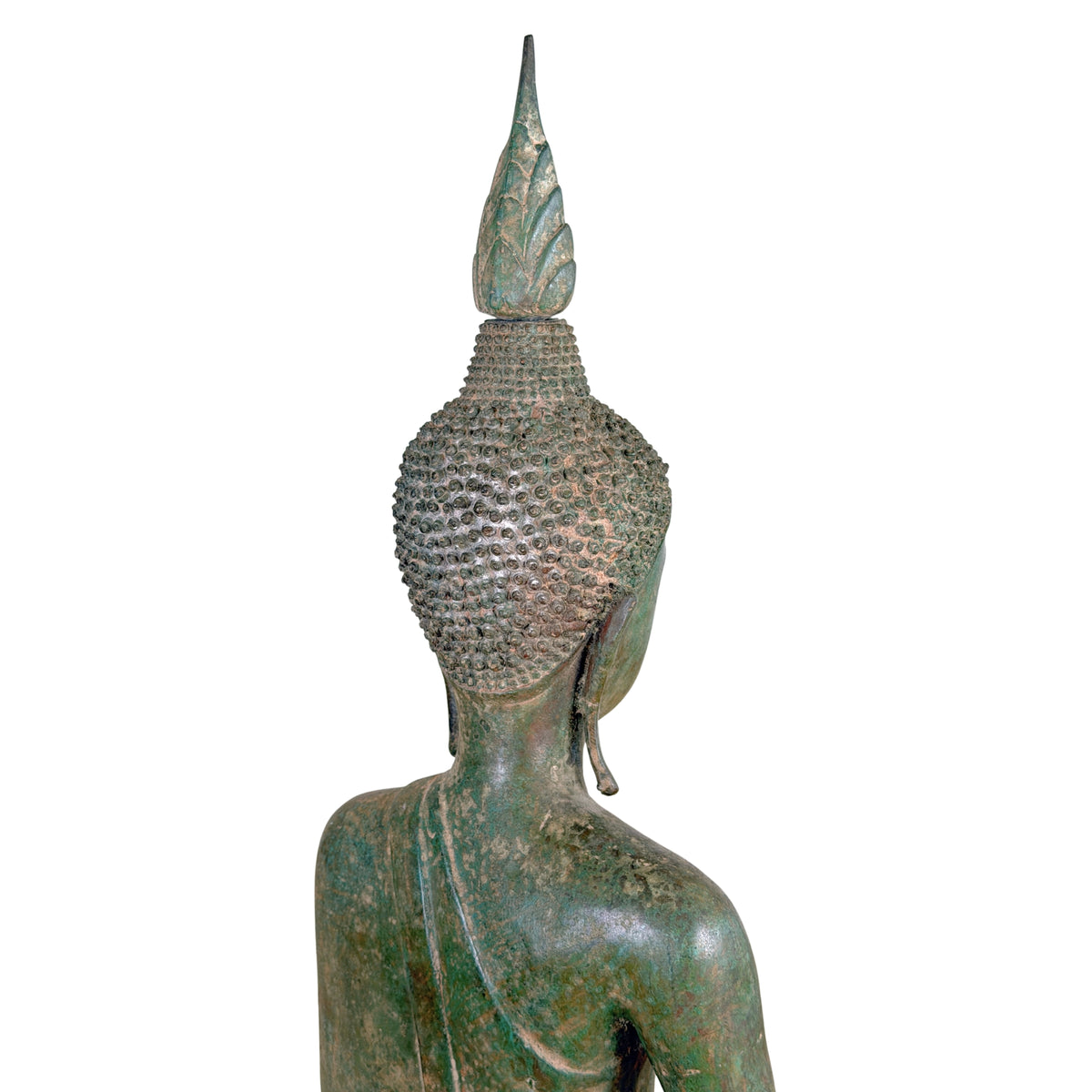 Shakyamuni Boeddha uit Myanmar op sculpturale olifantenbasis, antiek brons