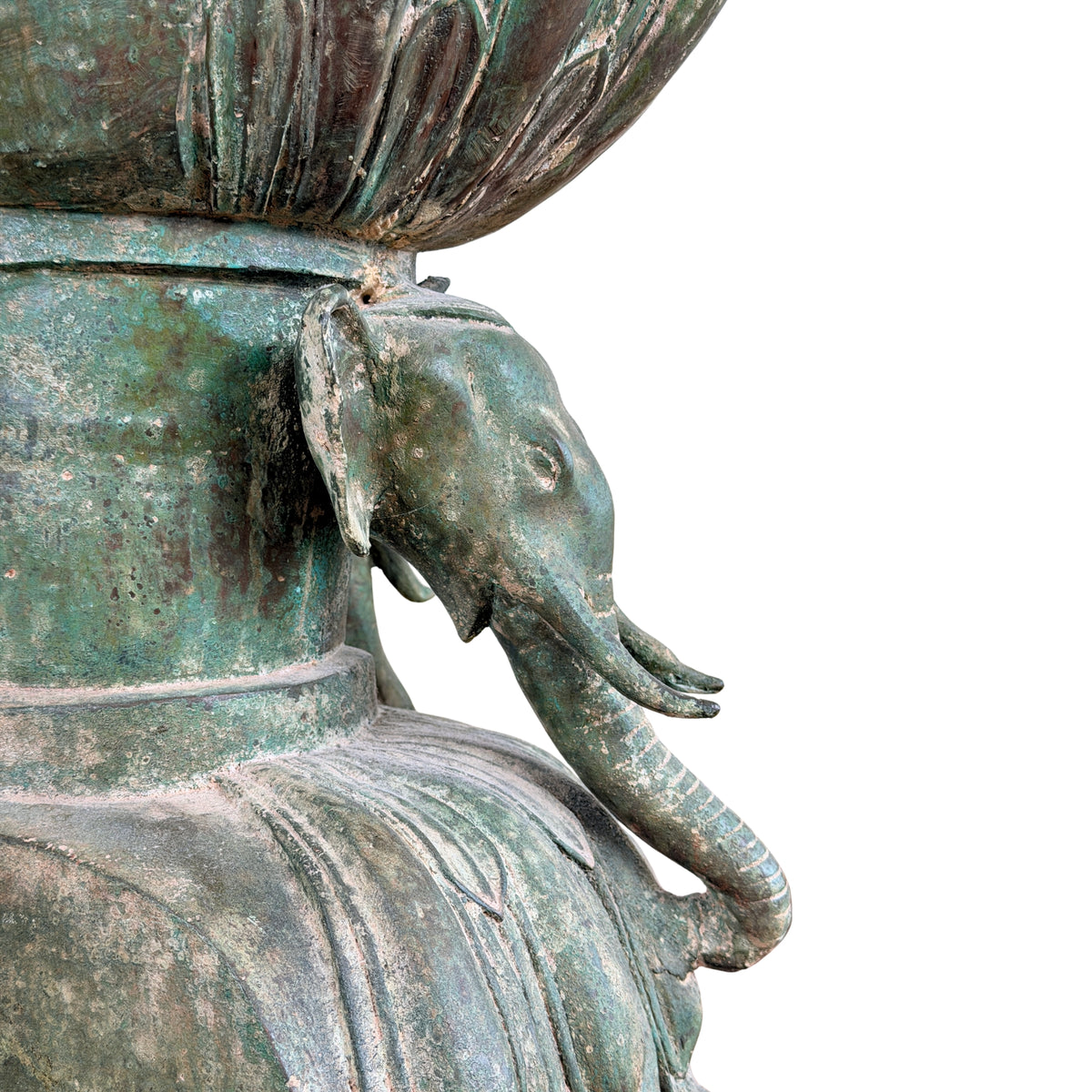 19e-eeuwse Birmese bronzen Shakyamuni Boeddha op olifantentroon – Lot 755 – opname 16