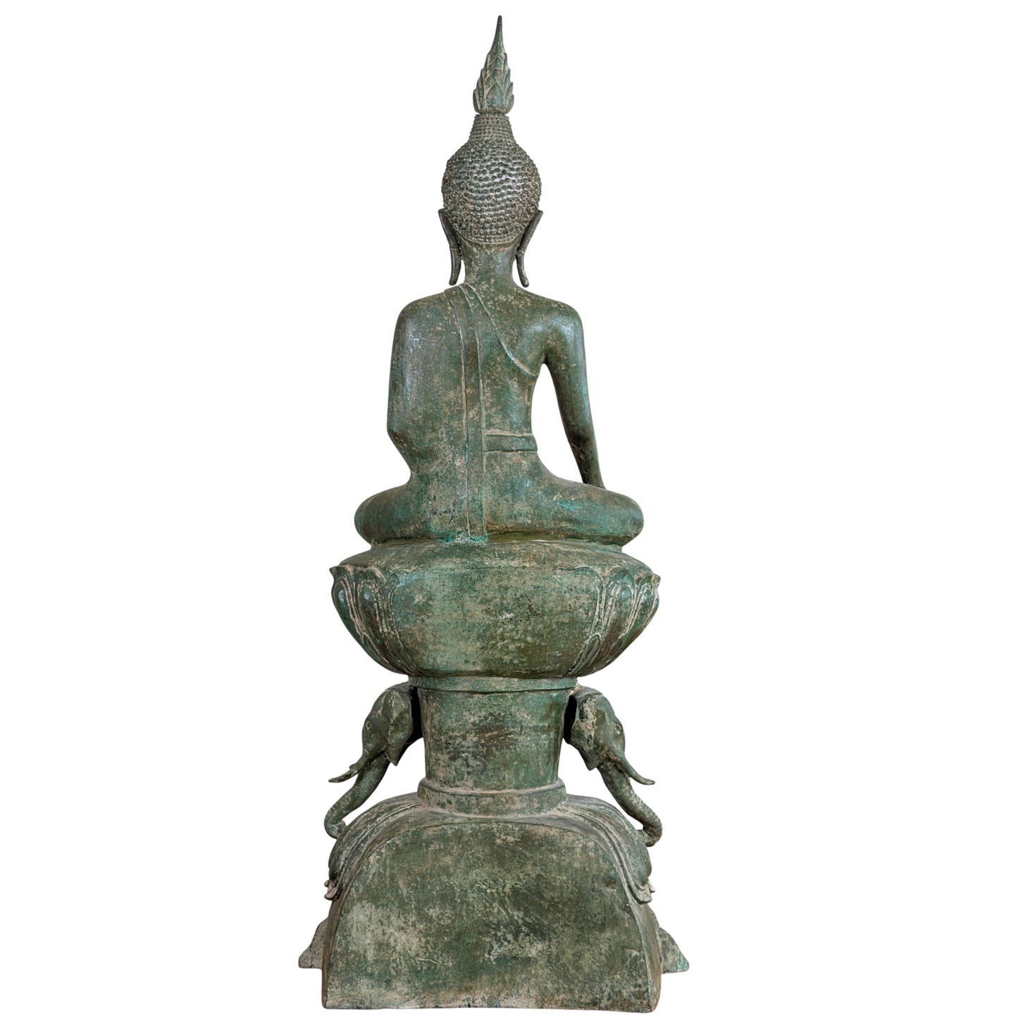 19e-eeuwse Birmese bronzen Shakyamuni Boeddha op olifantentroon – Lot 755 – opname 17
