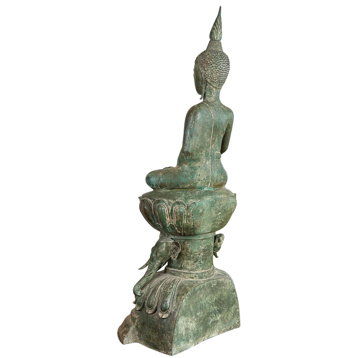 19e-eeuwse Birmese bronzen Shakyamuni Boeddha op olifantentroon – Lot 755 – opname 22