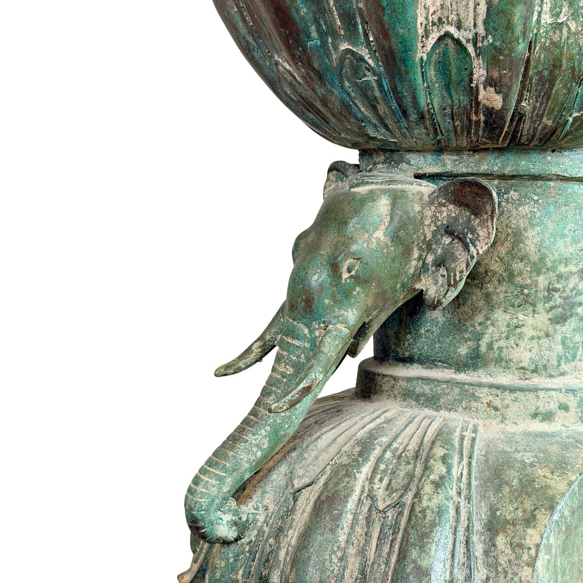 19e-eeuwse Birmese bronzen Shakyamuni Boeddha op olifantentroon – Lot 755 – opname 24