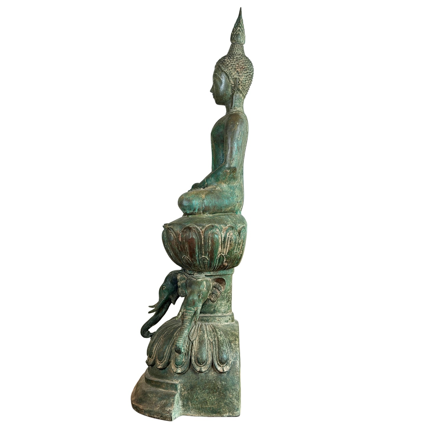 19e-eeuwse Birmese bronzen Shakyamuni Boeddha op olifantentroon – Lot 755 – opname 25