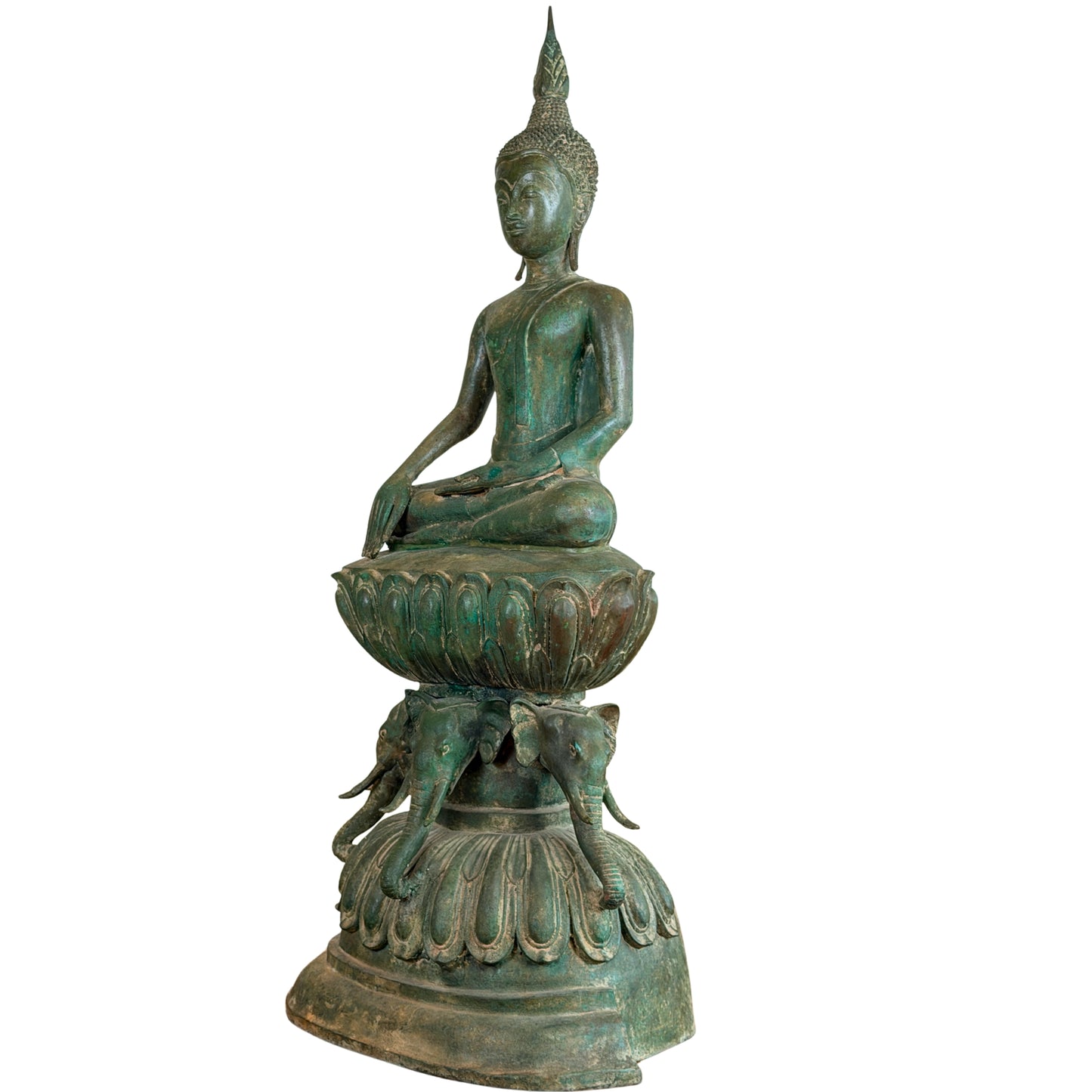 19e-eeuwse Birmese bronzen Shakyamuni Boeddha op olifantentroon – Lot 755 – opname 28